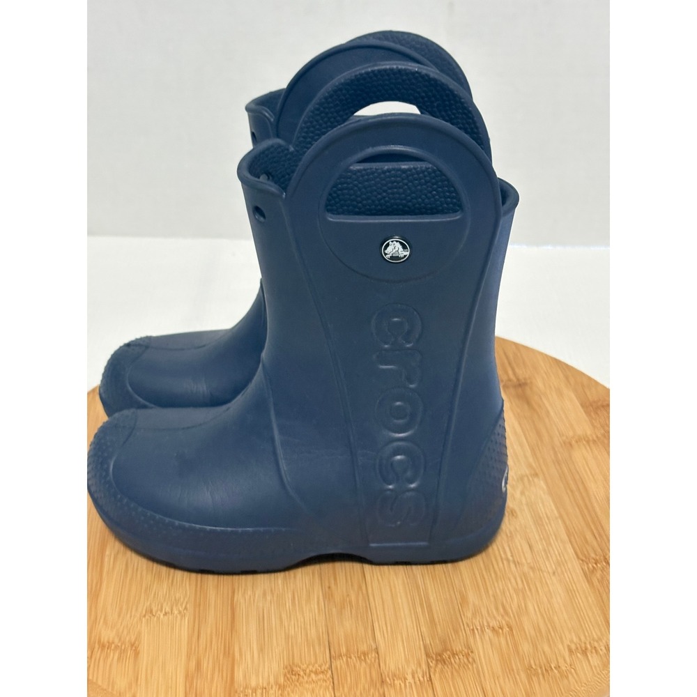Crocs Kids Handle It Rain Boot Navy Blue Waterproof Pull On J1 12803-410 - Picture 2 of 5